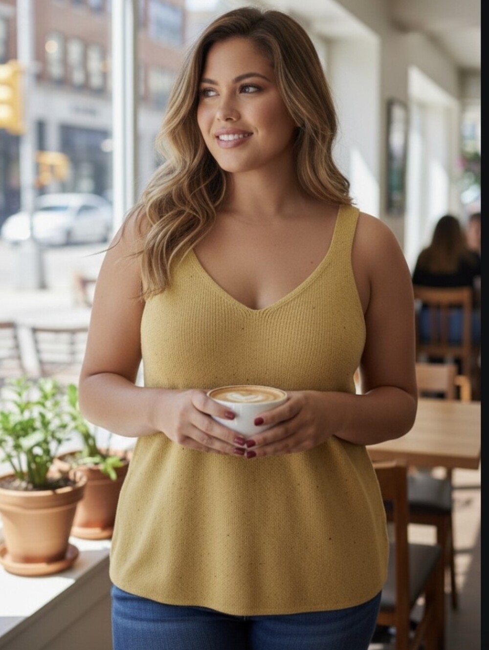 OLD NAVY V-Neck Sweater  Tank Top - Dijon Mustard